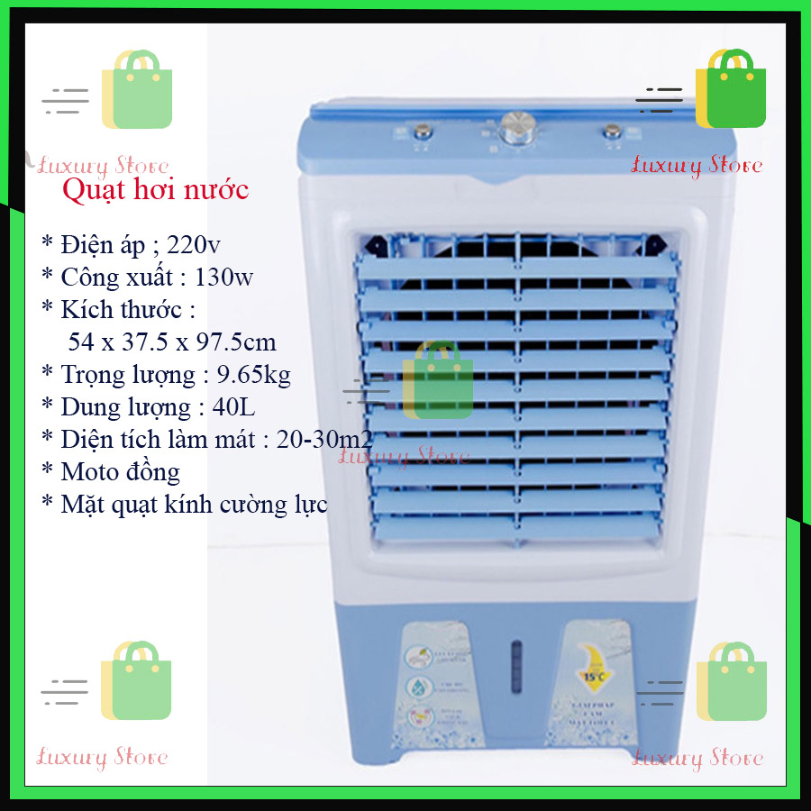 Quạt hơi nước điều hòa không khí, Loại 35L , Công suất 130w - Thích hợp với các không gian mở có diện tích khoảng 30m2 - LLS