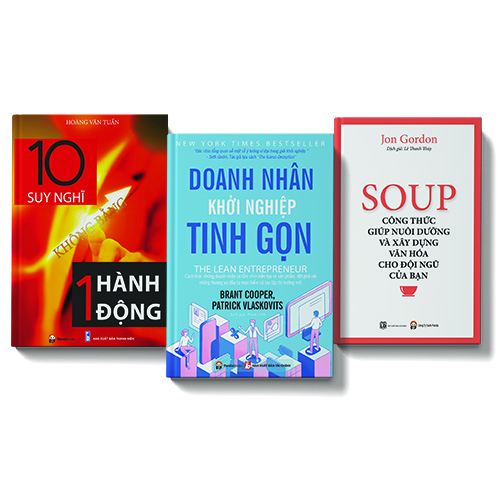 Bộ sách 3 cuốn: Soup công thức nuôi dưỡng và xây dựng văn hóa đội ngũ cho bạn, 10 suy nghĩ không bằng 1 hành động, Doanh nhân khởi nghiệp tinh gọn