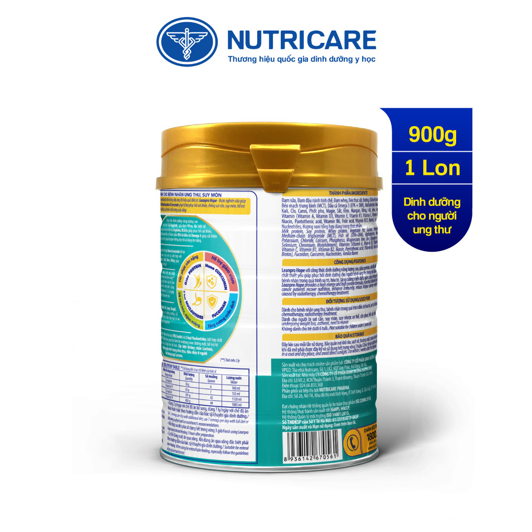 01 lon sữa Leanpro Hope 900g - Sữa dành cho người bệnh ung thư, suy mòn