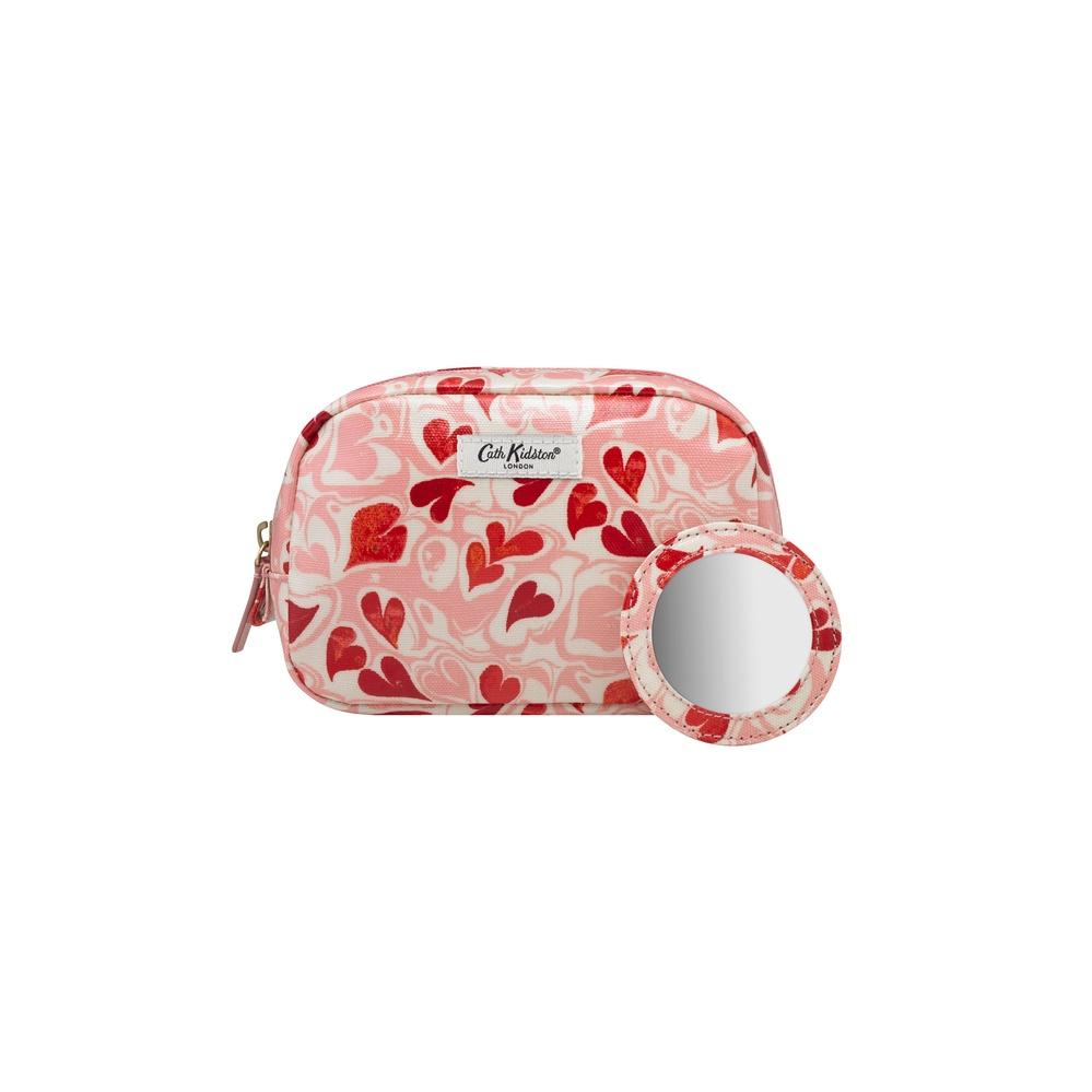 Cath Kidston - Túi đựng mỹ phẩm/Classic Make Up Case - Marble Hearts Ditsy - Pink -1042504