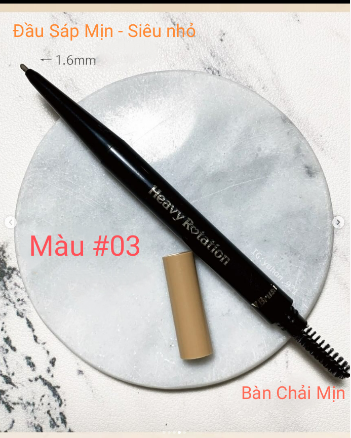 Bút Chì Sáp Kẻ Lông Mày Chống Lem Trôi ,Lõi Siêu Mịn Kissme Heavy Rotation Eyebrow Pencil (0,09g)