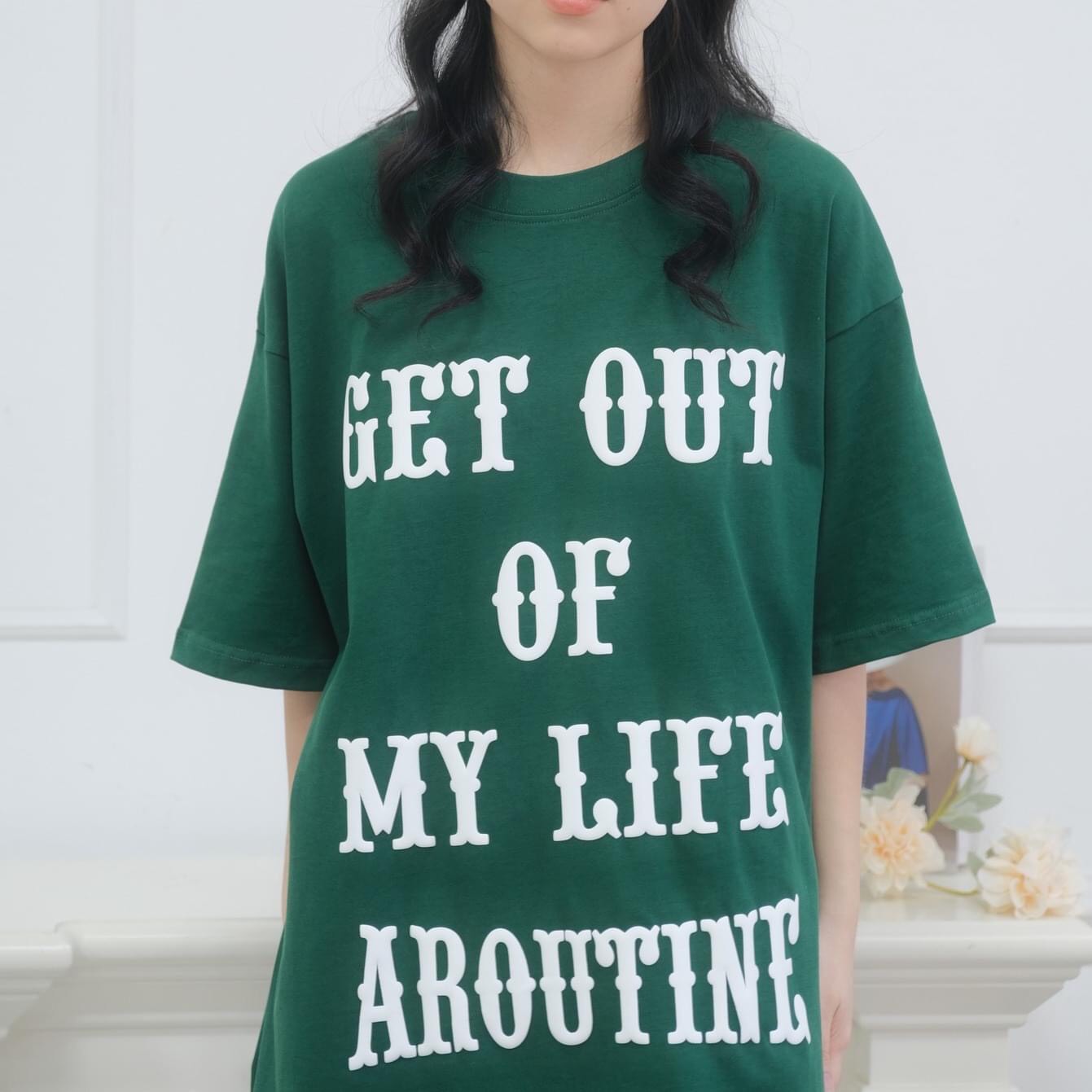 ÁO GET OUT OF Cá  tính mẫu chữ hình in 5D chất lượng cao ko tróc hàng thời trang nam nữ