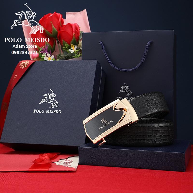 Thắt Lưng Nam Dây Nịt Nam Da Bò Cao Cấp Hàng Hiệu POLO MEISDO Khóa Tự Động BH 24 Tháng