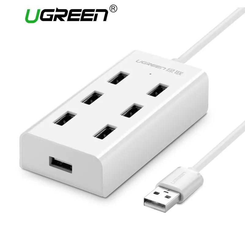 Ugreen UG30370CR130TK 1M màu Trắng Bộ chia HUB USB 2.0 sang 7 USB 2.0 hỗ trợ nguồn MICRO USB - HÀNG CHÍNH HÃNG