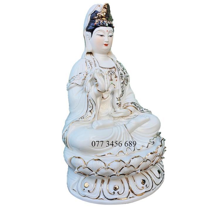 Tượng Quan Âm sứ cao 31cm