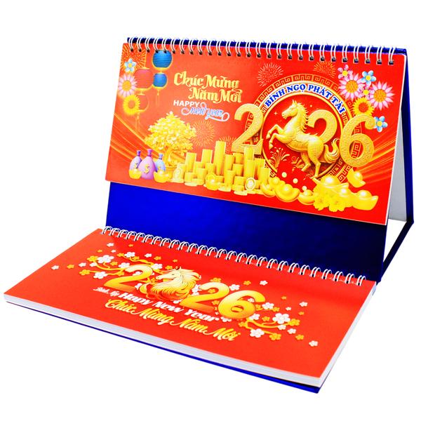 Lịch Để Bàn 2 Lò Xo - Bính Ngọ Phát Tài - NST 81B