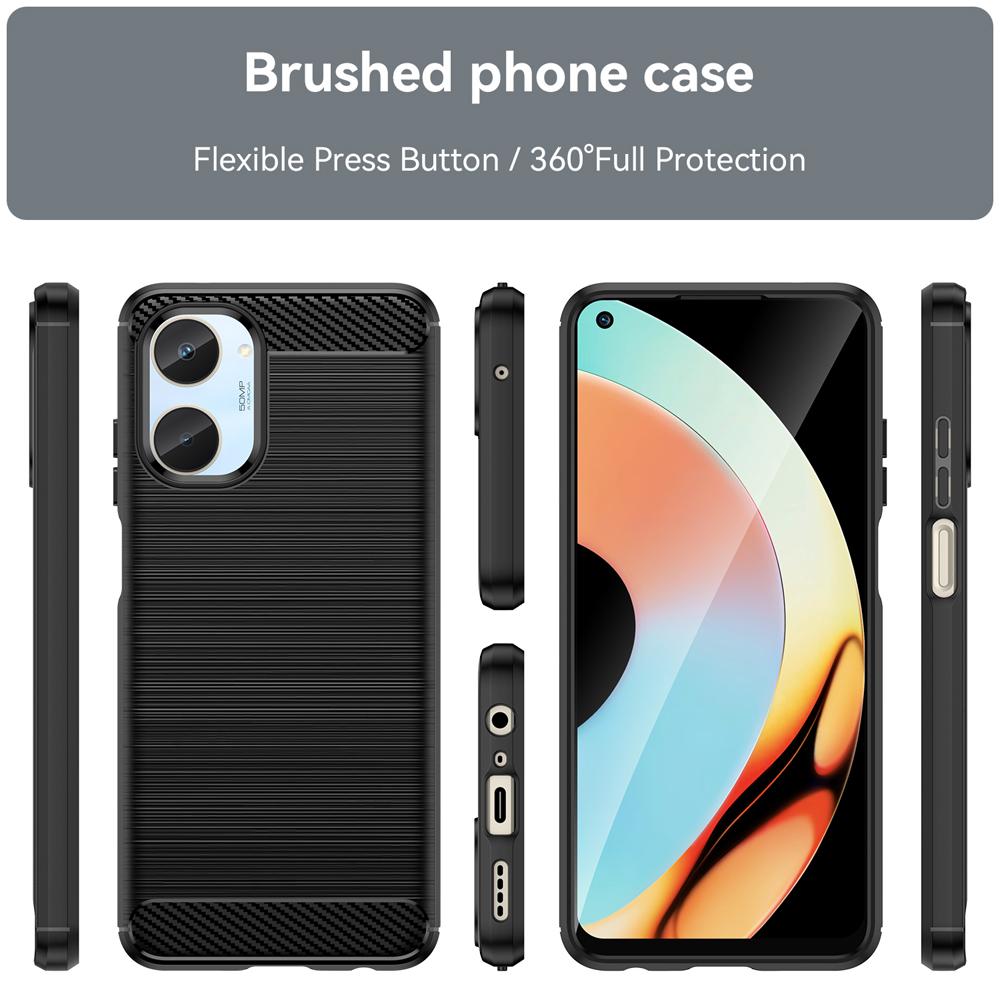 Ốp lưng cho Realme 10 silicone mềm Carbone phay xước chống sốc chống vân tay