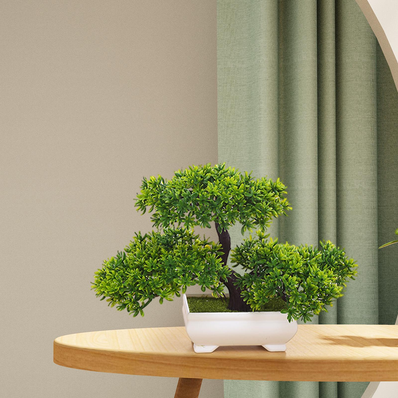 Artificial Bonsai Tree Desk Potted Tree for Living Room Shelf Fireplace