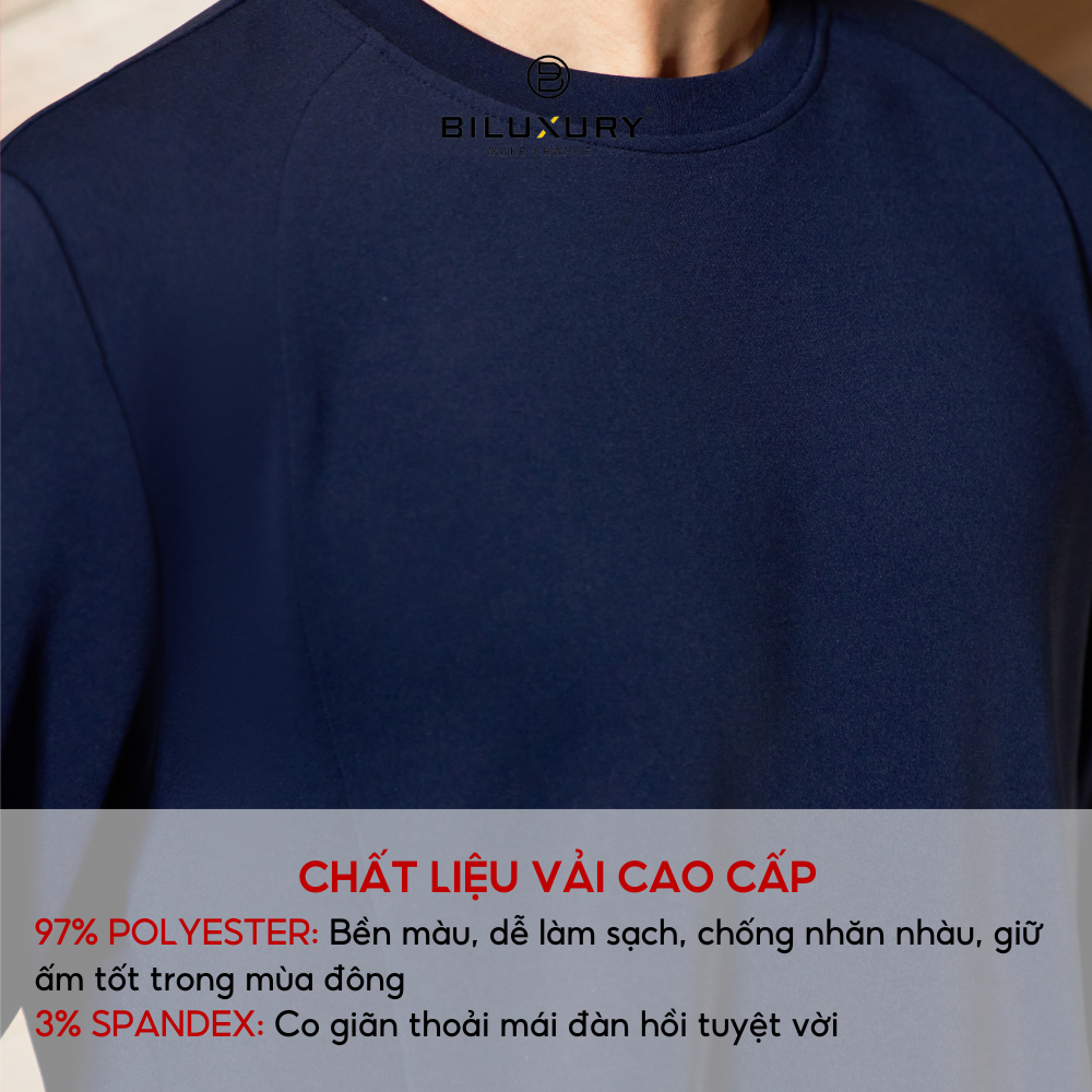 Bộ nỉ thể thao nam BILUXURY chất nỉ cao cấp co dãn mềm mịn thoải mái khi vận động 6BNOT004