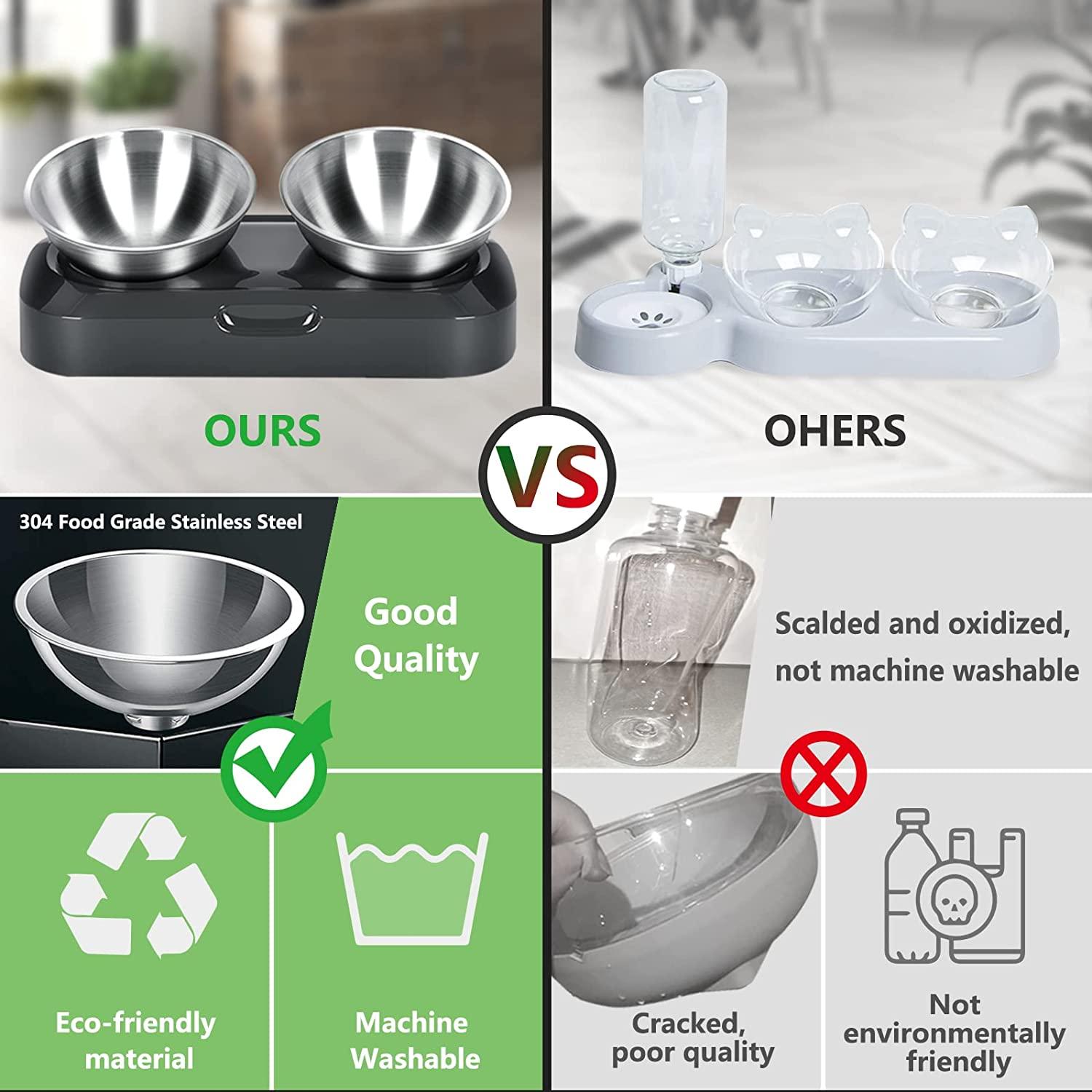 Chữ vuốt mèo cao, 400ml x2 vuốt vuốt mèo đôi bát, chống ván và không tràn