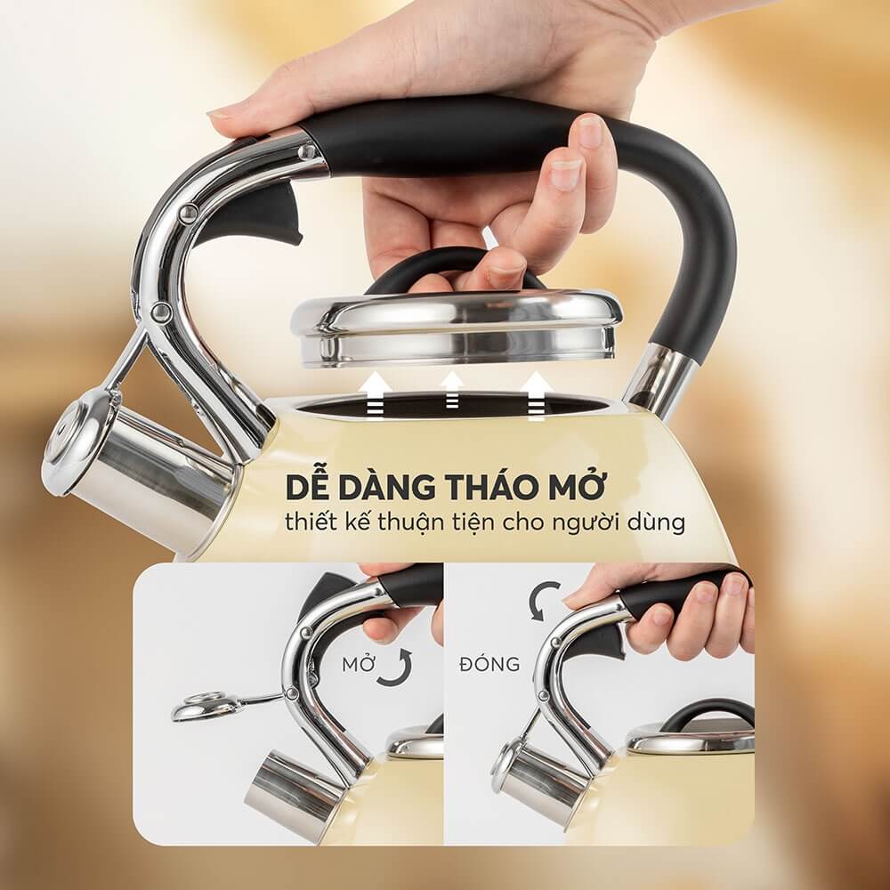 Ấm Đun Nước Elmich EL-8281 2.5L, Hàng Chính Hãng, Có Còi Báo, Inox 304, Dùng Được Mọi Bếp - JoyMall