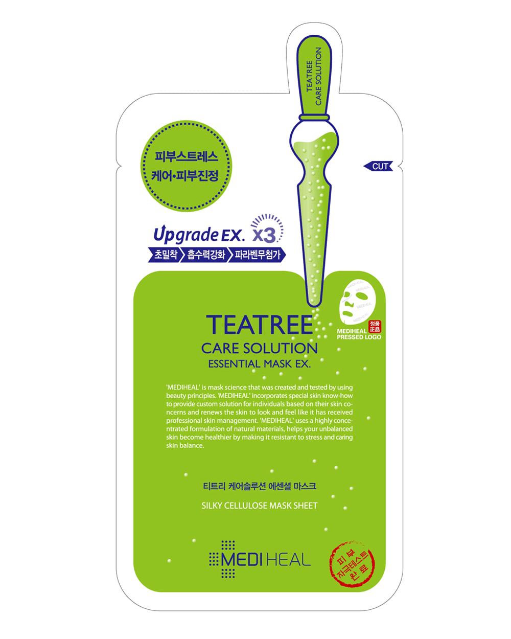 Hộp 10 Mặt nạ dưỡng da giảm mụn chiết xuất tràm trà Mediheal Teatree Solution Essential Mask Ex 25ml x10 + Tặng 1 Băng Đô Tai Mèo Xinh Xắn