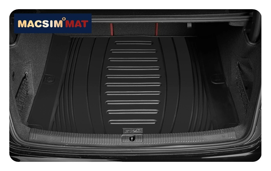 Thảm lót cốp xe ô tô Audi A3 2021+ nhãn hiệu Macsim 3W chất liệu TPE màu đen.
