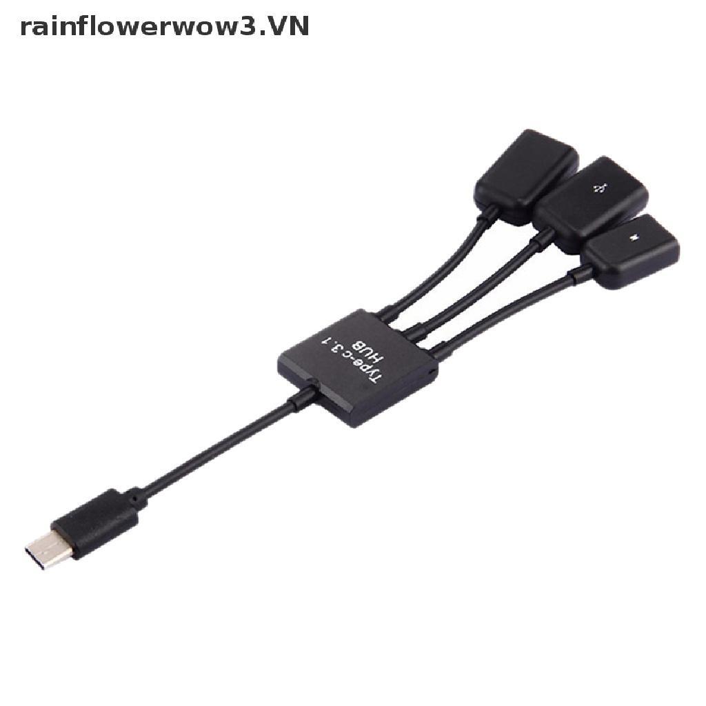 Cáp chuyển đổi hub OTG micro USB Type-c 3.1 sang USB 2.0 3 trong 1
