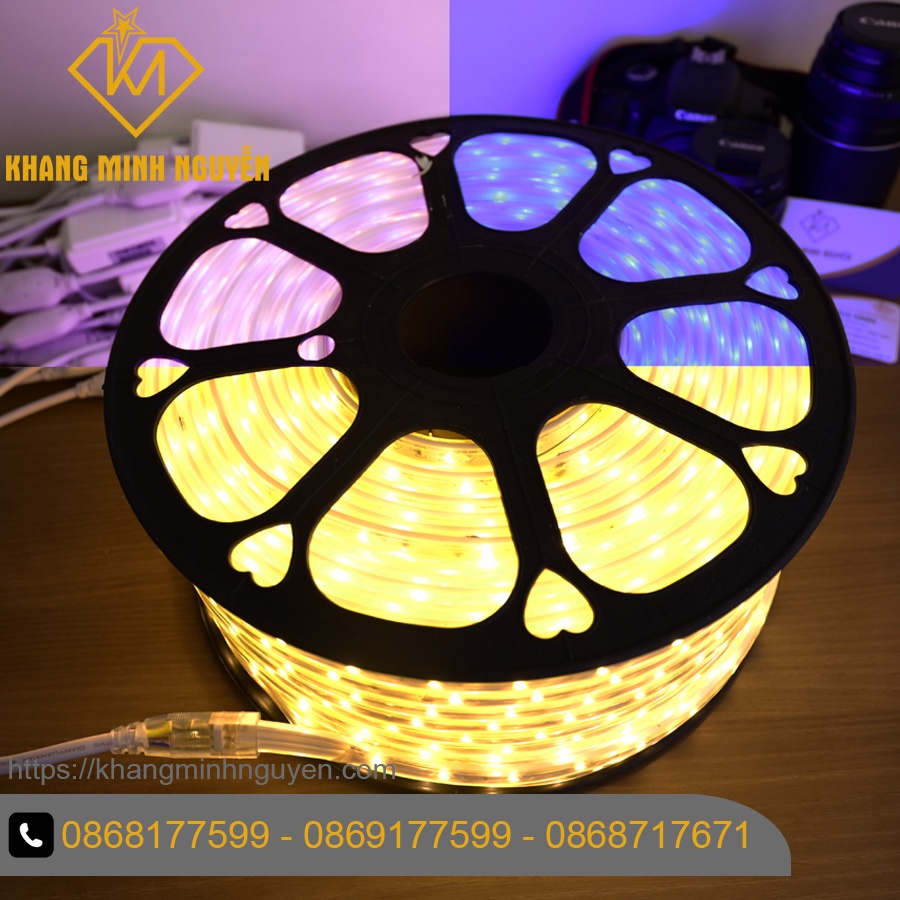 Led dây 220V đổi màu -- - bọc chống nước - trang trí trần, quấn thân cây
