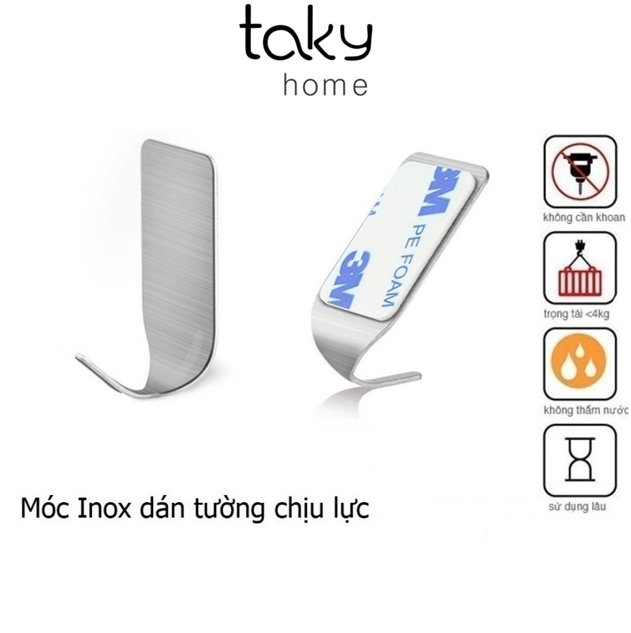 Móc Dán Tường Chịu Lực, Móc Inox Siêu Dính Tiện Dụng Nhỏ Gọn, Móc Treo Đồ Dùng Gia Đình Khu Bếp, Nhà Tắm. TakyHome 2001