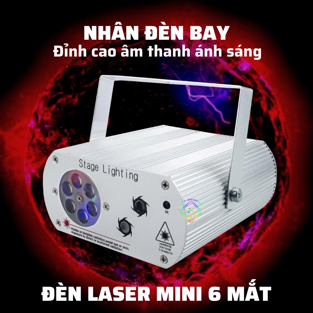 Đèn Laser MINI 6 Mắt Hiệu Ứng Băng Tuyết, Hoa Lá Cảm Biến Nhạc Dùng Cho Phòng Bay, Phòng Ngủ