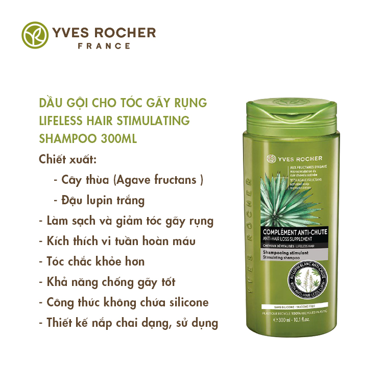 Dầu Gội Dành Cho Tóc Gãy Rụng Yves Rocher Lifeless Hair Stimulating Shampoo 300ml