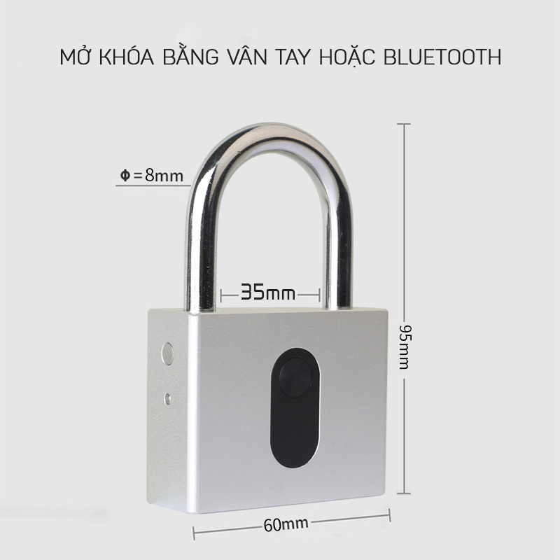 Ổ khóa Bluetooth cỡ lớn mở bằng app GS60B chất liệu thép không gỉ chống nước chống phá khóa cao cấp