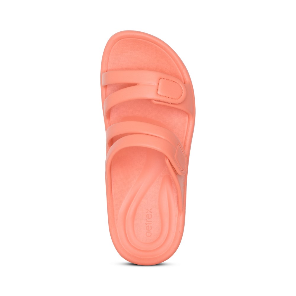 Dép sức khoẻ nữ Aetrex Janey Sport Coral - dép quai ngang nâng vòm chân giảm đau tê chân, mỏi gối, hông