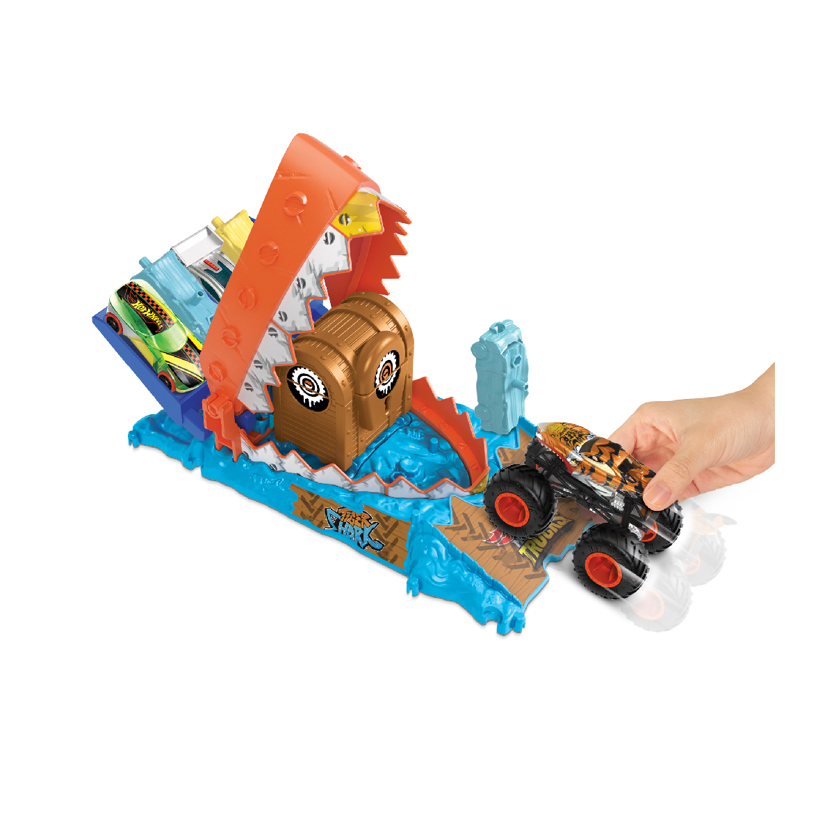 Bộ Đồ Chơi Thử Thách Monster Trucks - Vượt Bẫy Cá Mập Hot Wheels HTP17/HNB87