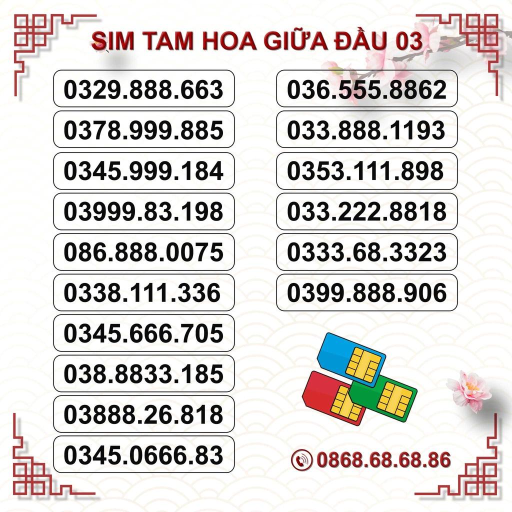 Sim Số Đẹp Tam Hoa Giữa Đầu 03 , Sim Viettel Trả Trước, Hỗ Trợ Đăng Ký Chính Chủ-HÀNG CHÍNH HÃNG