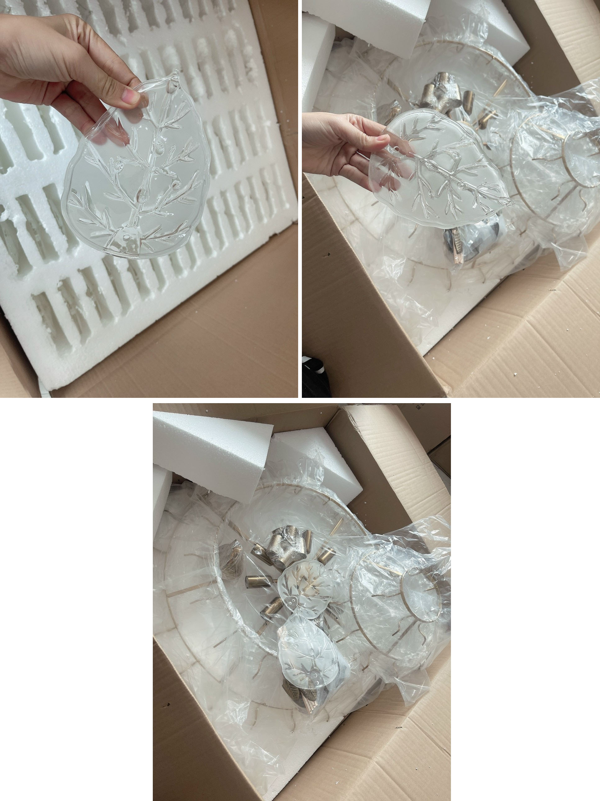 Đèn chùm ARCO pha lê hình chiếc lá hiện đại trang trí nhà cửa cao cấp, sang trọng