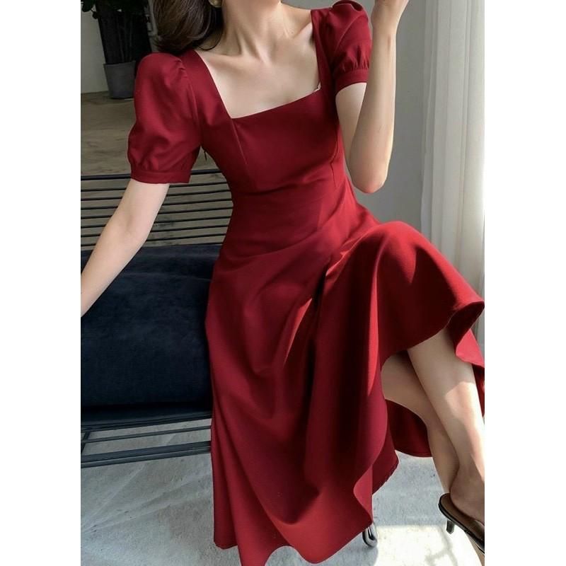 Đầm dự tiệc maxi Phong Cách Quyến Rũ Sang Trọng Thời Trang Thích Hợp Mặc Đi Dự Tiệc, Du Lịch Đầm váy xoè cổ vuông tay ngắn 3 màu