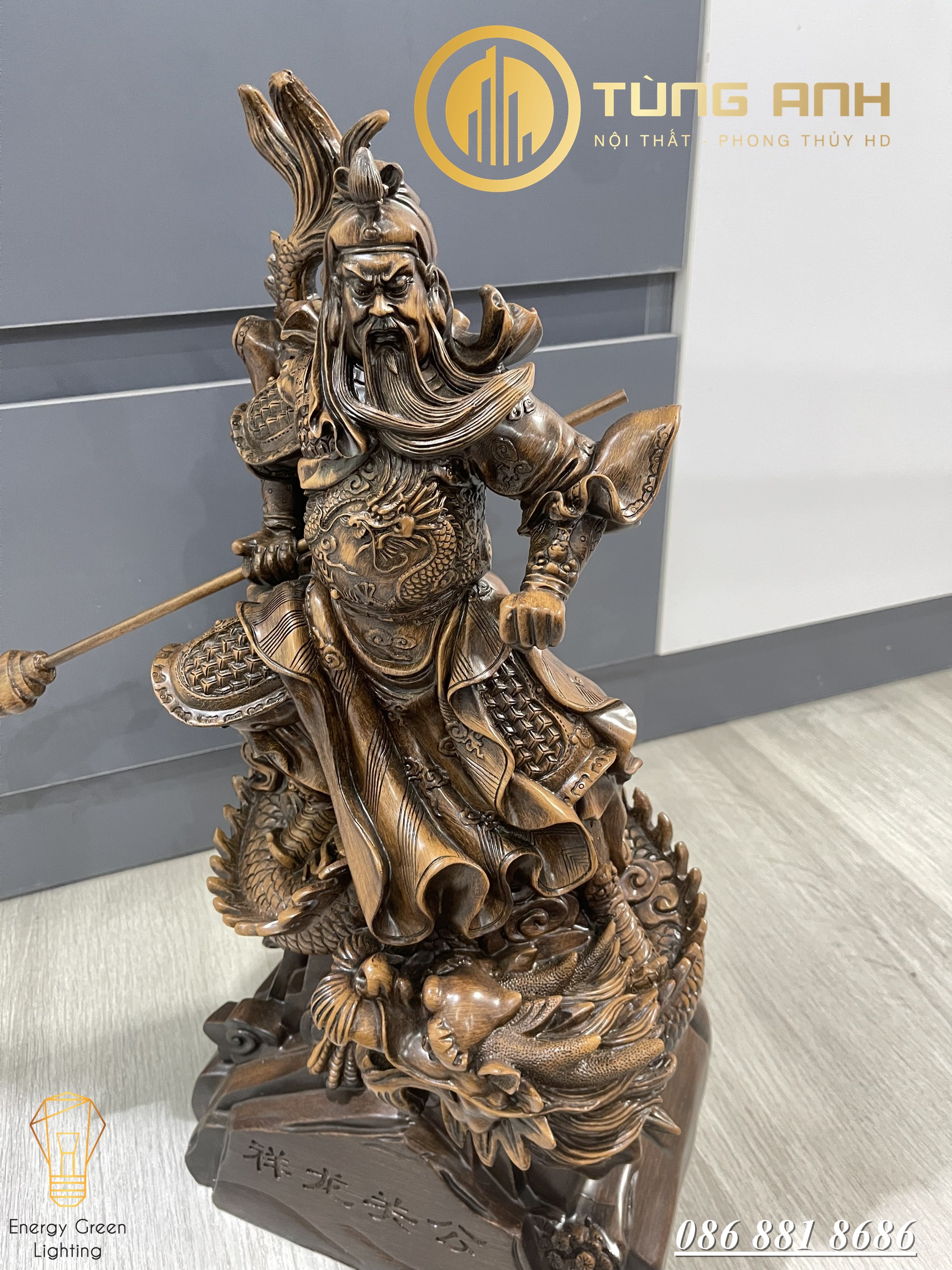 Tượng Quan Công Cưỡi Rồng Uy Nghiêm Size 63cm - Phong Thủy Mang Lại Sự Thịnh Vượng, Trí Tuệ Và Tiền Bạc Trong Kinh Doanh - Có Video