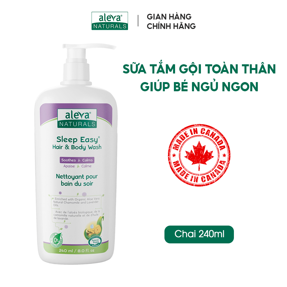 Combo tắm gội, dưỡng ẩm, làm mịn da giúp bé ngủ ngon Aleva Naturals (set 04 sản phẩm)