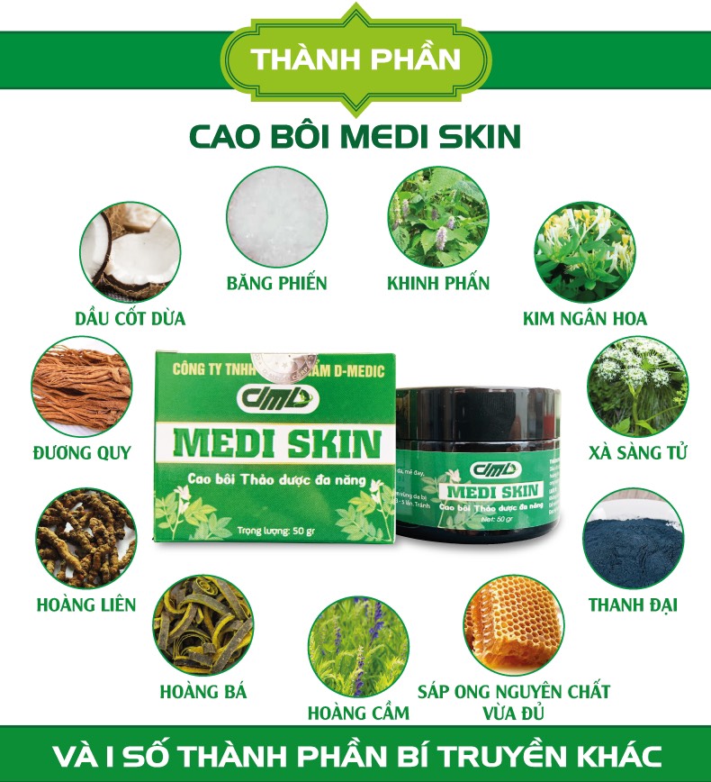 Cao bôi thảo dược Medi Skin Cao Bôi Đa Năng Ngăn Ngừa Nấm Da Hộp 50gram