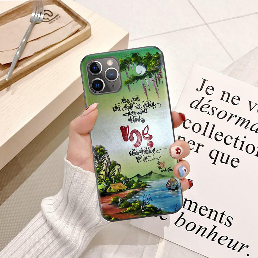 Ốp lưng điện thoại iPhone 11 Pro viền silicon dẻo TPU  hình Thư Pháp - Hàng chính hãng