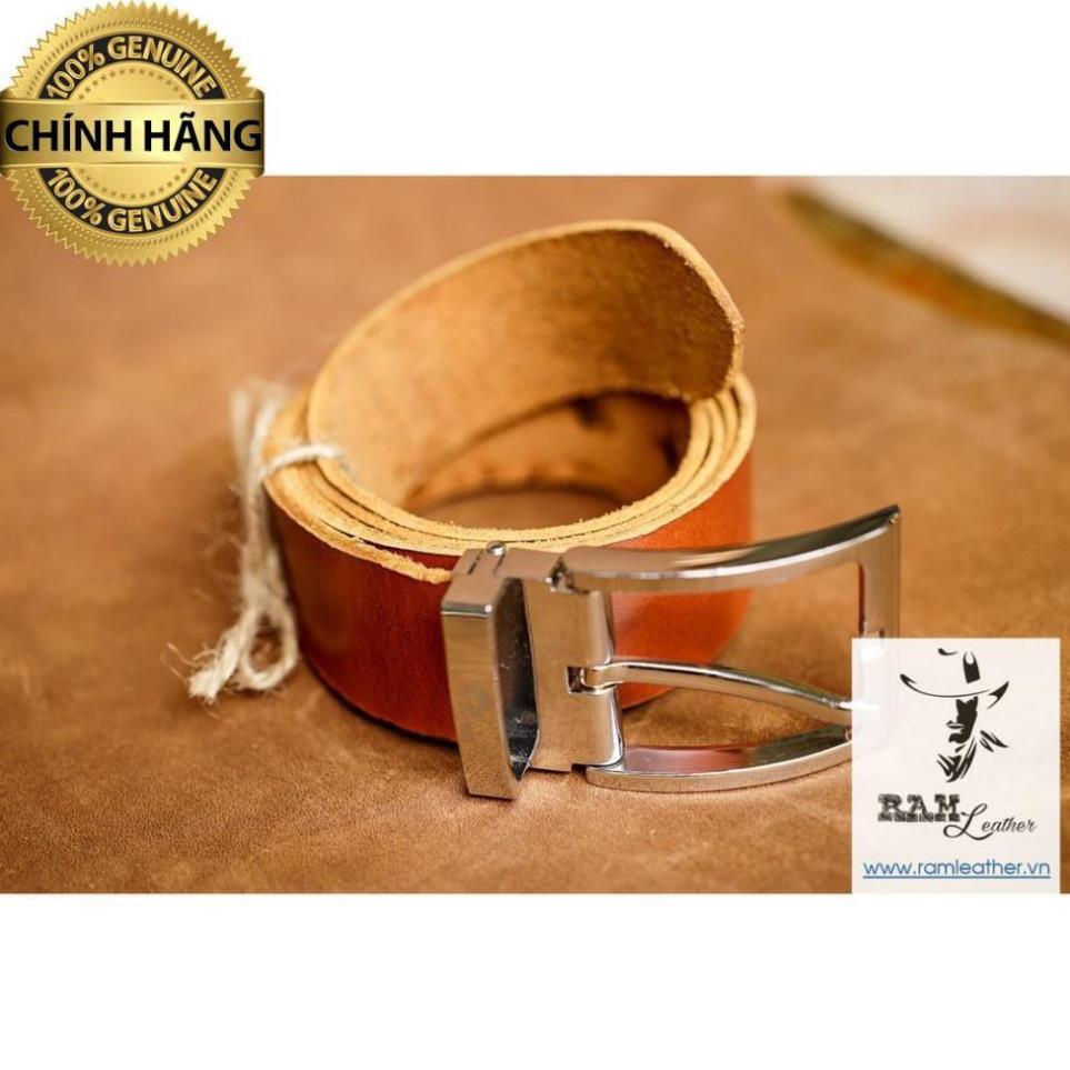 THẮT LƯNG NAM DA BÒ CAO CẤP – KHÓA TRẮNG PORCUPINE - HÀNG CHÍNH HÃNG RAM LEATHER