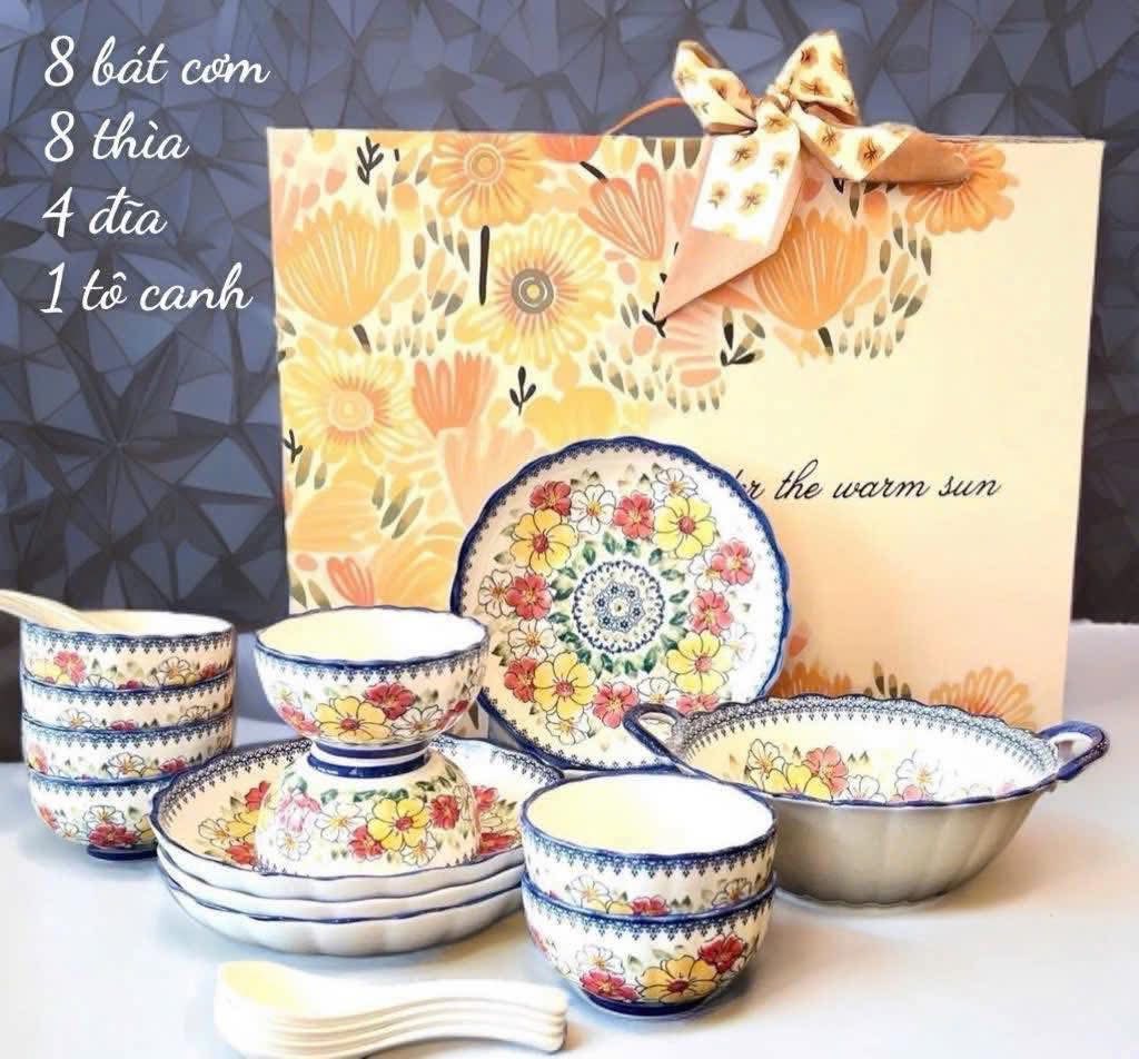 BỘ BÁT ĂN CAO CẤP - HOA VĂN NGHỆ THUẬT ĐỘC ĐÁO Hàng chính hãng