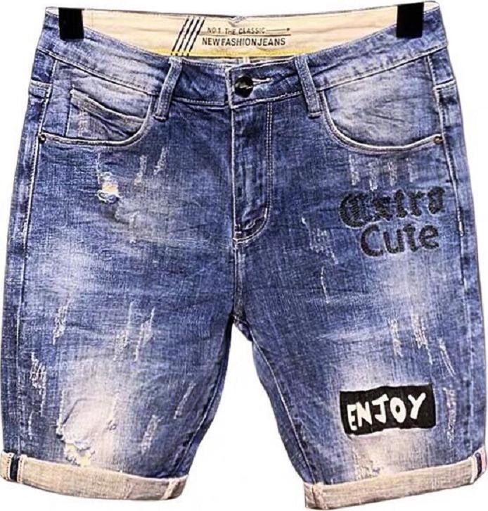 Quần short jean nam co dãn kiểu dáng trẻ trung đơn giản thêu họa tiết Julido thời trang hàn quốc THU16