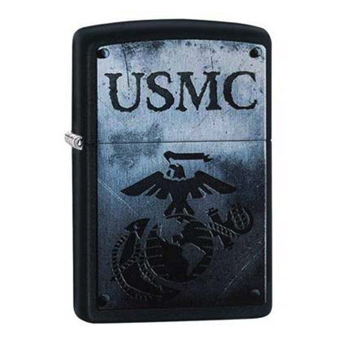 Bật Lửa Zippo 28744 Usmc Black Matte Steel Like Design