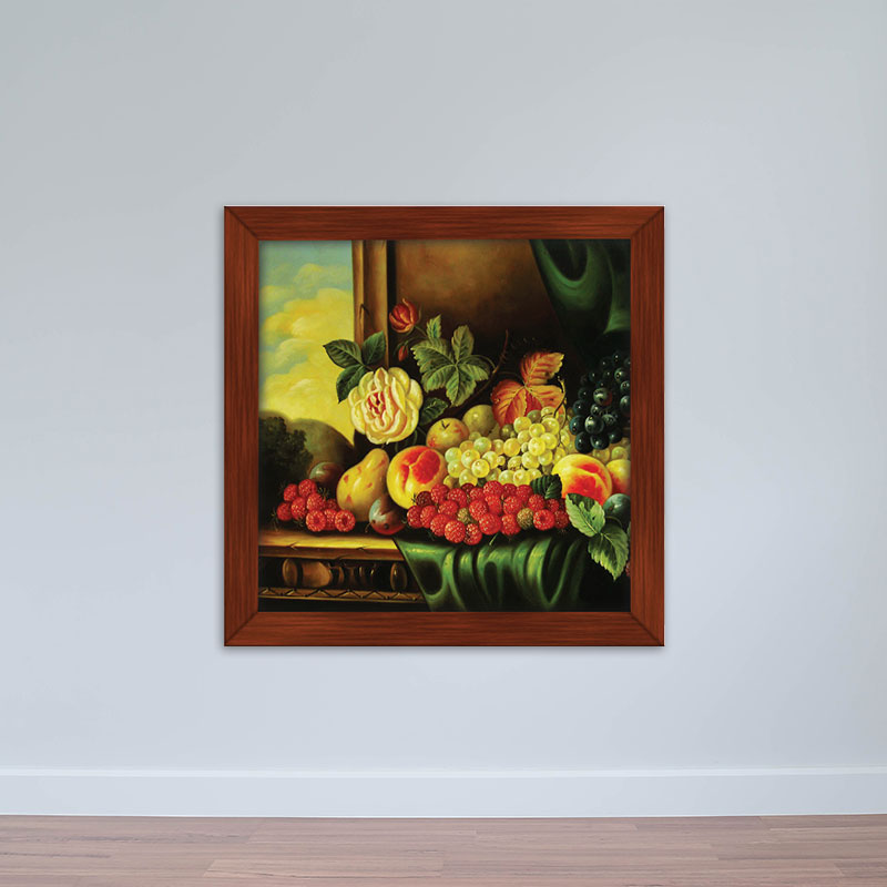 Tranh treo tường hoa quả sơn dầu in canvas khung composite W1916