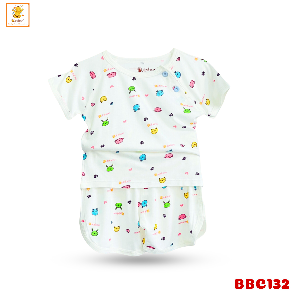 Đồ bé trai, bé gái Babiboo bộ quần áo cho bé vải Viscose sợi gỗ mềm mịn (3kg -12kg ) BBC132
