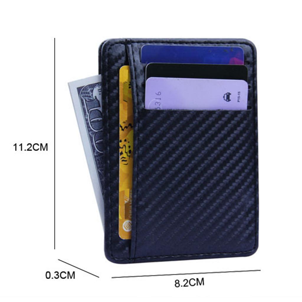 Mens Slim Leather Card Holder Front Pocket Wallet Change Coin Purse Black
