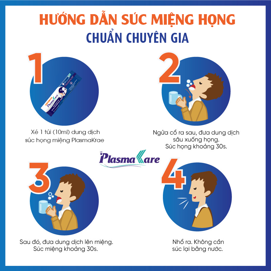 Nước Súc Miệng Nano Bạc Plasmakare Diệt Khuẩn 99%, Dạng Túi 10ml, Cho Hơi Thở Thơm Mát, An Toàn Cho Bà Bầu và Trẻ Em