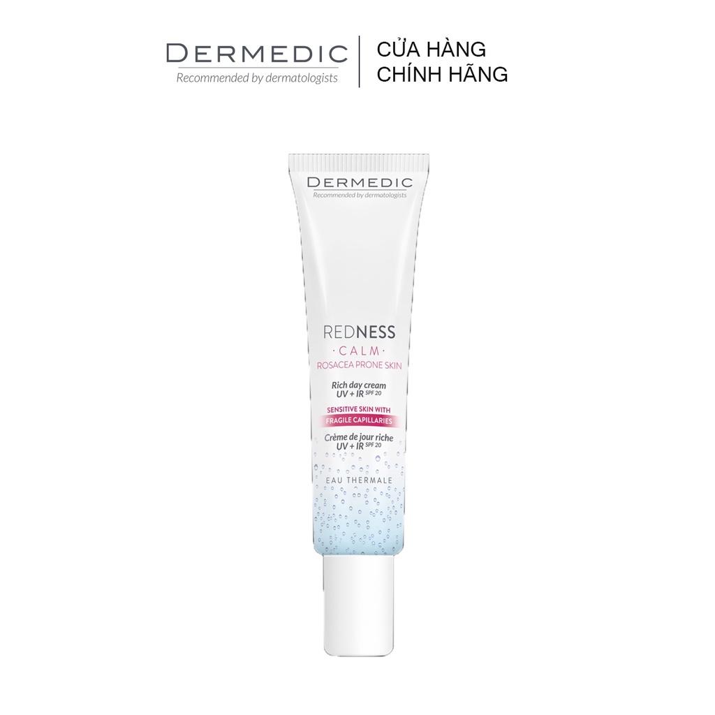 Kem dưỡng ban ngày dành cho da nhạy cảm, mẩn đỏ Dermedic Redness Rosacea Prone Skin Rich Day Cream UV + IR SPF20 - 40ml