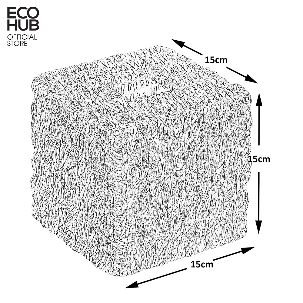 Hộp cói vuông đựng khăn giấy ECOHUB đan thủ công (ECOHUB Tissue Box)