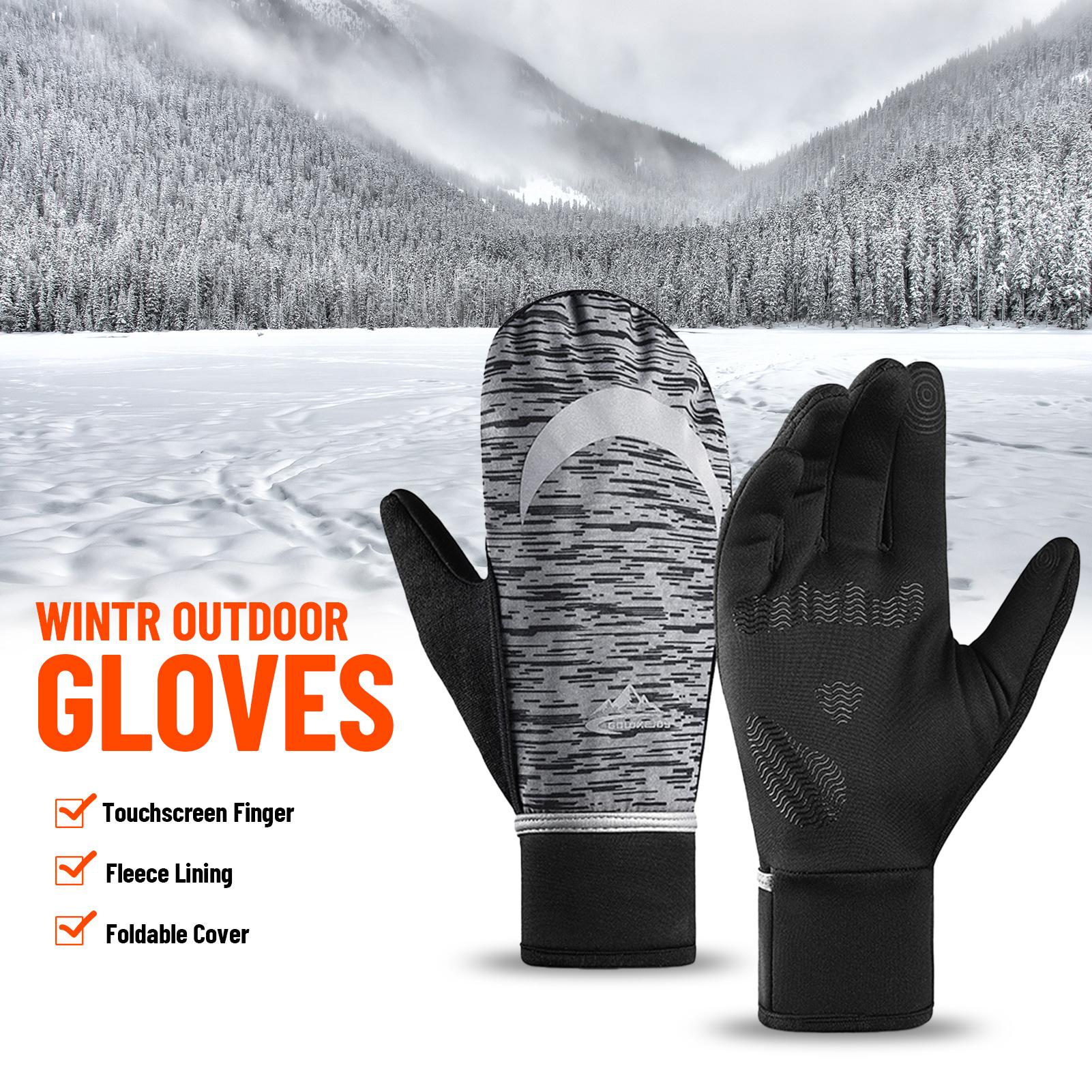 Găng tay mùa đông ấm áp đi xe đạp có lớp lót lông cừu chống gió, giữ ấm