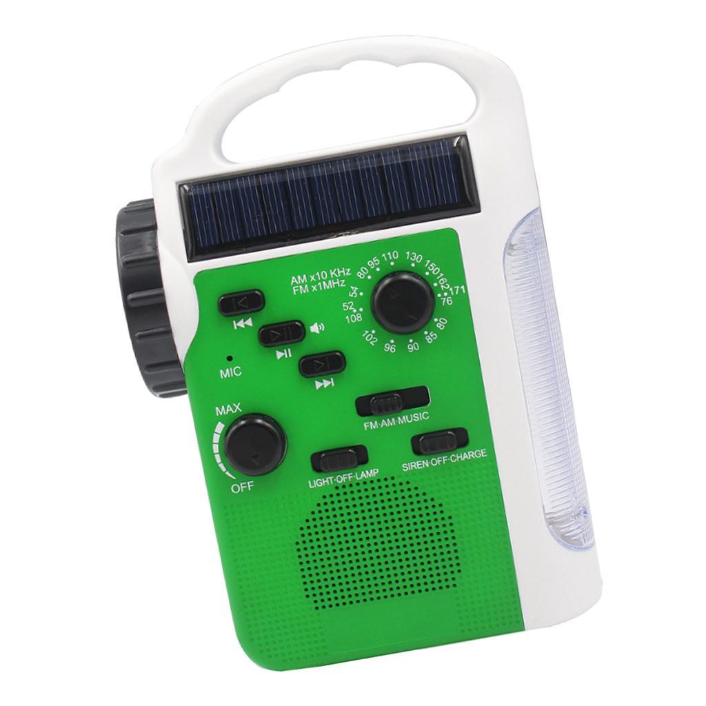 Solar Crank AM/FM NOAA Weather Radio LED Light Cellphone Charger Green