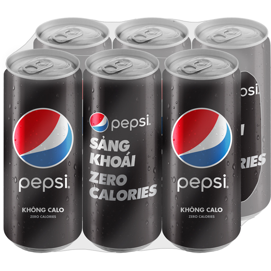 Lốc 6 Lon Nước Uống Có Gaz Pepsi Không Calo