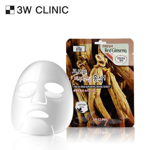 Mặt nạ chiết xuất từ nhân sâm đỏ 3W CLINIC FRESH RED GINSENG MASK SHEET 10 miếng/hộp