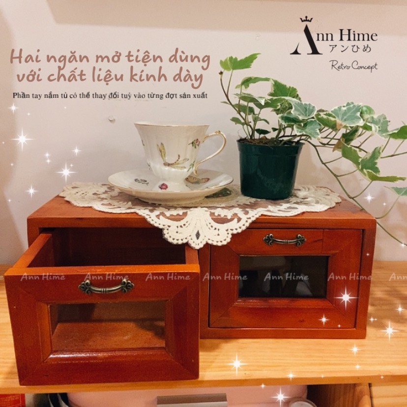 Hộp Đựng Trang Sức Gỗ Kiểu Retro Cổ Điển Có Ngăn Kéo Sp24