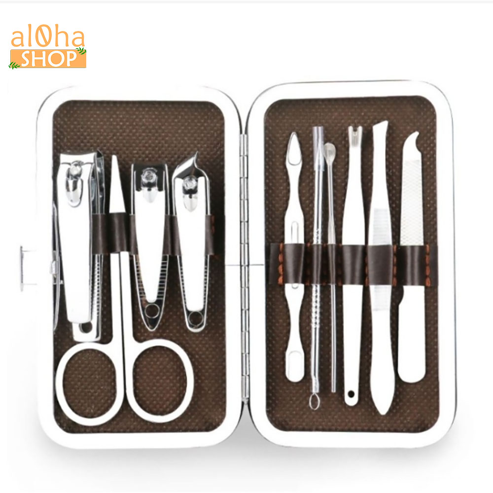 Bộ 10 món làm móng bấm, cắt móng tay, lấy ráy tai Nail Clipper thép không gỉ - al0ha Shop