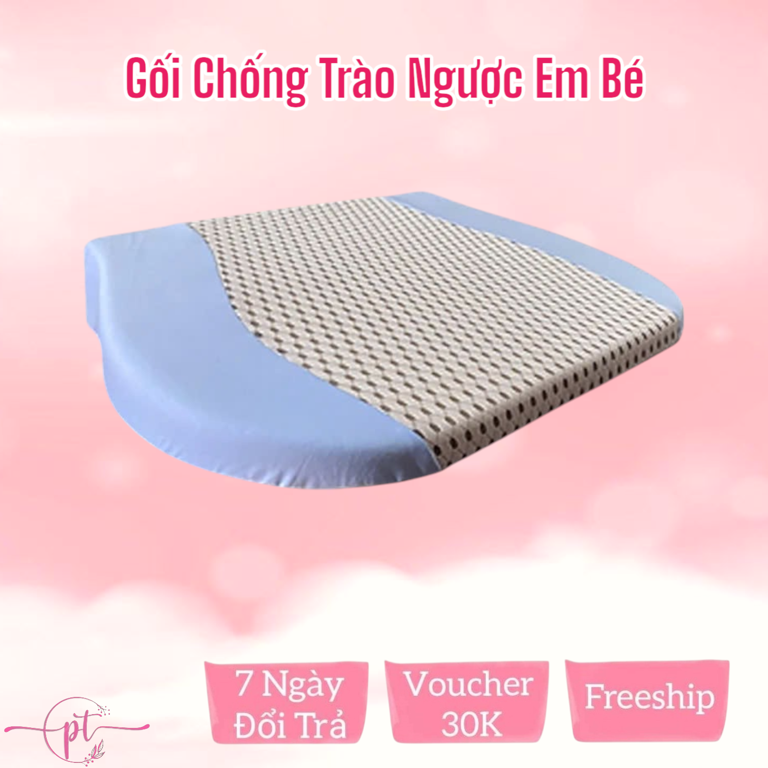 Gối Chống Trào Ngược Cho Bé Babyskin, Chống Chớ Sữa, Chống Sặc Chất Liệu Latex Foam Êm Ái Không Mùi