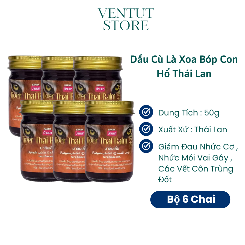 Combo 6 Chai Dầu Cù Là Xoa Bóp Hổ Thái Lan 50g